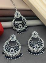 Black Meenkari Earrings With Maang Tikka